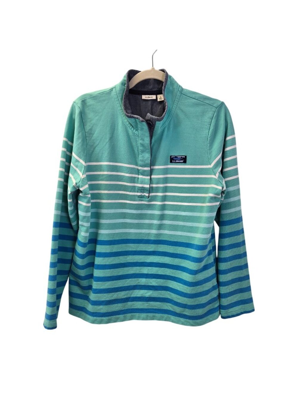L.L. Bean Striped Half Button Cotton Rugby Shirt Size Large